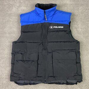 Pure Polaris Puffer Down Vest Men's Large Snowmobile Black Blue